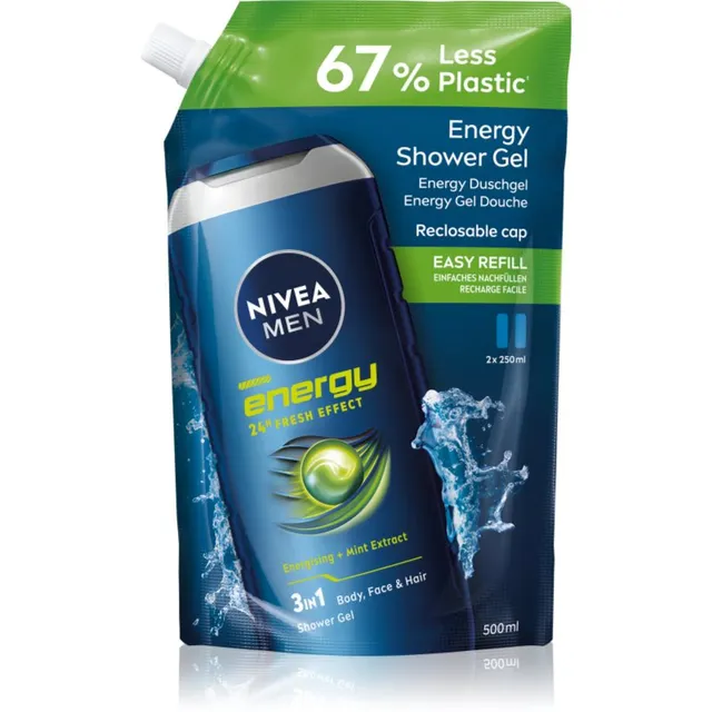 NIVEA MEN Energy Dušigeel meestele täitepakend 500 ml