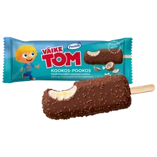 Väike Tom Kookos-Pookos Vanilli Koorejäätis Kookose Šokolaadi glasuuris 60 g/70 ml