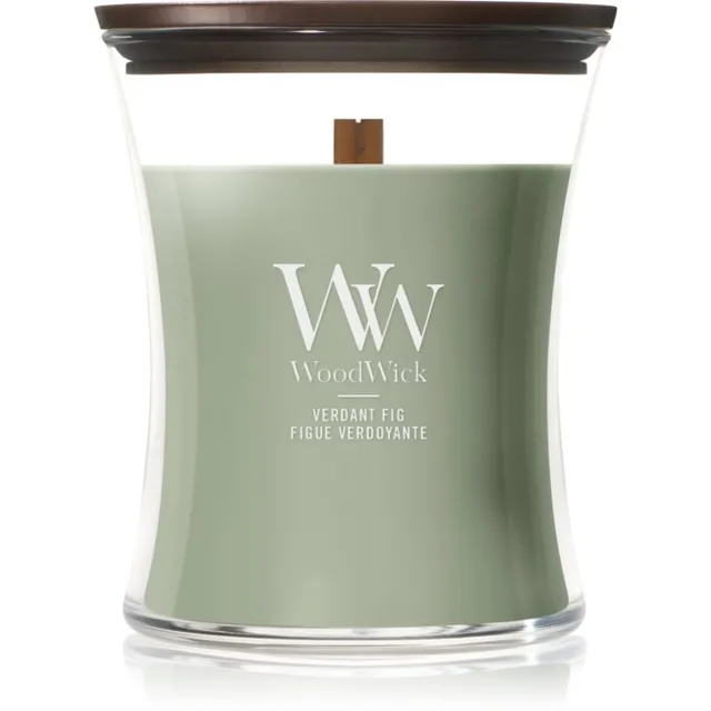 Woodwick Verdant Fig lõhnaküünal puidust taht 275 g