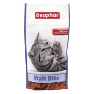 Beaphar Malt Bits linnaseektraktiga karvapallide vastane maius kassidele 35g