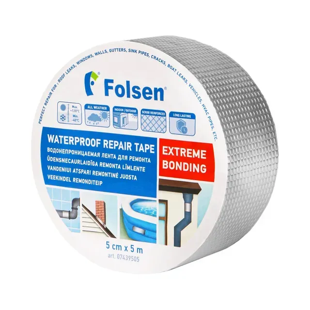 Vee- ja UV kindel remonditeip 50mm x 5m x 1mm, FOLSEN, 1 tk