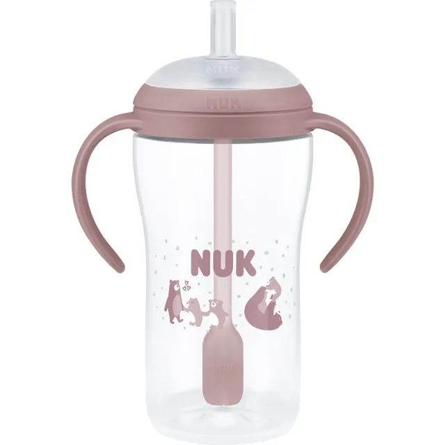 NUK Perfect Match Bear pudel kõrrega 8m+ 1 tk