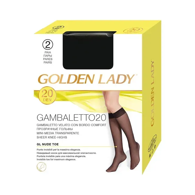 Naiste põlvikud 20den nero üks suurus,, GOLDEN LADY, 2 paari