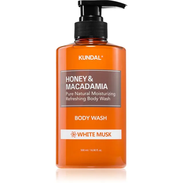 KUNDAL Honey & Macadamia White Musk Siidine dušigeel niisutava toimega 500 ml