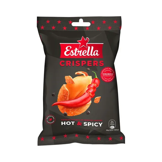 Röstitud vürtsika paprikamaitselised krõbeda kattega maapähklid, ESTRELLA, 140g