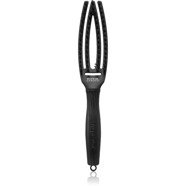 Olivia Garden Fingerbrush Boar & Nylon Juuksehari nailoni ja metssea harjastega Full Black S 1 tk