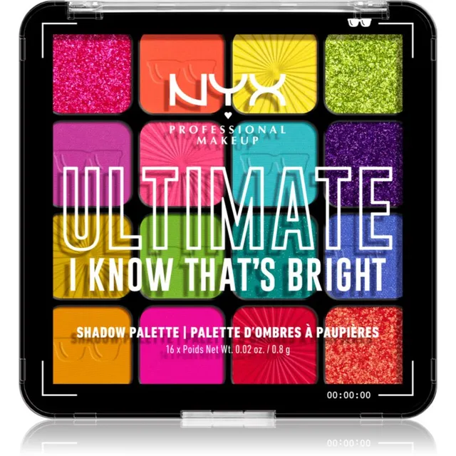 NYX Professional Makeup Ultimate Shadow Palette Lauvärv varjund I Know That's Bright 16 tk