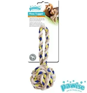 Köis-mänguasi koerale, pall aasaga Floss Tugger Ball with Handle (Pawise)
