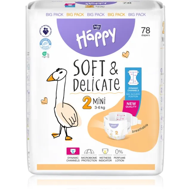 BELLA Baby Happy Soft&Delicate ühekordsed mähkmed kanalitega Mini 3-6 kg 78 tk