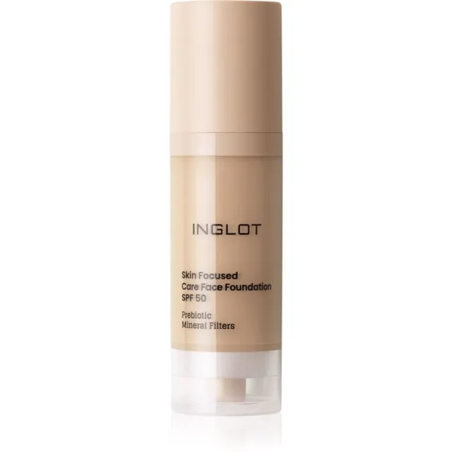 Inglot Skin Focused Care Face Foundation SPF 50 Väga hea katvusega jumestuskreem SPF 50 varjund Yellow Beige 30 ml