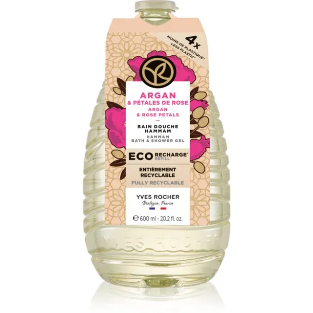 Yves Rocher Bain de Nature Dušigeel täitepakend Argan & Rose Petals 600 ml