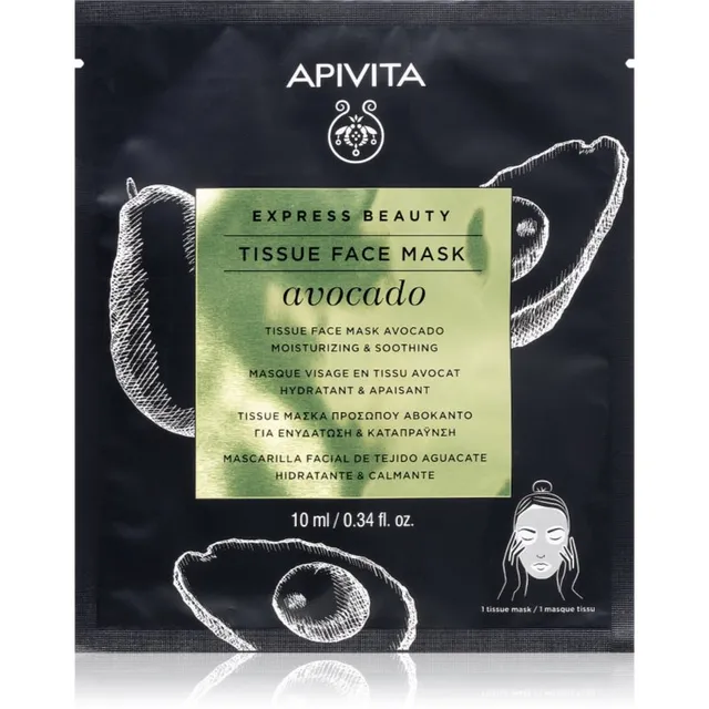 Apivita Express Beauty Moisturizing Tissue Face Mask Avocado Niisutav näo lehtmask rahustava toimega 10 ml