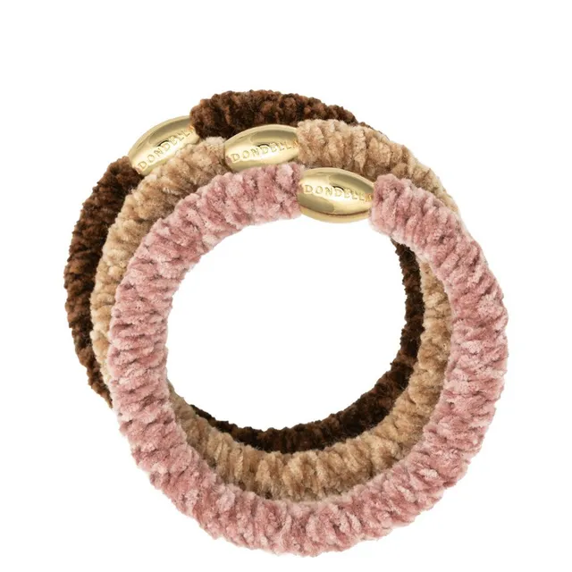 DONDELLA Chantéa Brown, Khaki, Pink Hair Ring x3