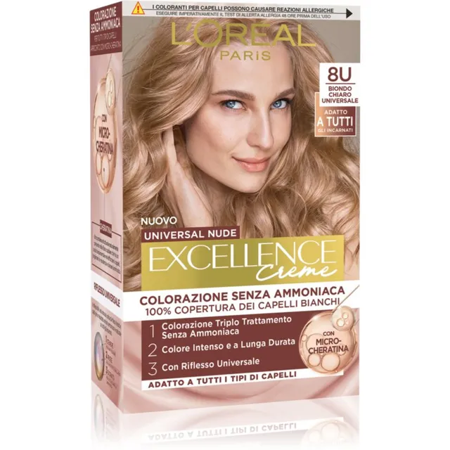 L’Oréal Paris Excellence Universal Nudes Püsijuuksevärv varjund 8U Biondo Chiaro Universale 1 tk