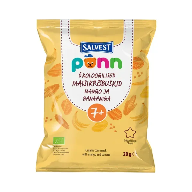 Maisikrõbuskid mango ja banaaniga 7+, mahe, PÕNN, 20g