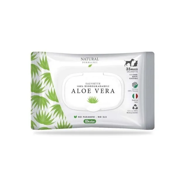 Derbe Natural Derma Pet koera/kassi puhastuslapid aaloega N35