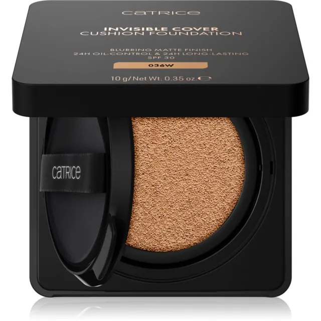 Catrice Invisible Cover Cushion Foundation Matt jumestuskreem käsnas SPF 30 varjund 036W 10 g