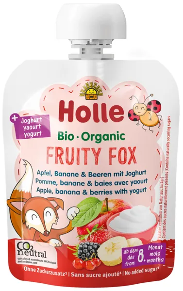 Õuna-, banaani- ja marjapüree jogurtiga FRUITY FOX, ökoloogiline