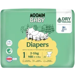 Mähkmed Newborn Nr1 2-5kg, Moomin Baby, 25 tk