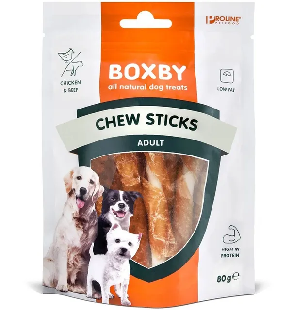 Naturaalne maius koerale Boxby Chew Sticks, kanalihaga