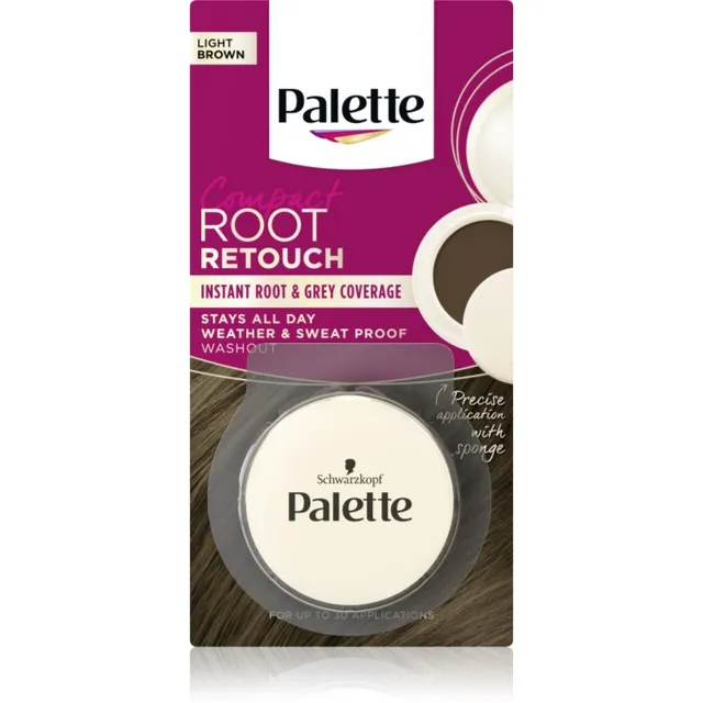 Schwarzkopf Palette Compact Root Retouch Juuksekasvu ja hallide juuste korrigeerija puudriefektiga varjund Light Brown 3 g