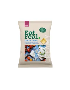 Eat Real läätsekrõpsud Kreeka juustu, tomati ja ürtidega 95g