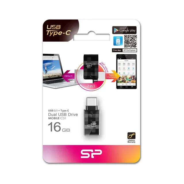 Mälupulk Mobile C31 16GB USB 3.1 & USB-C, SILICON POWER, 1tk