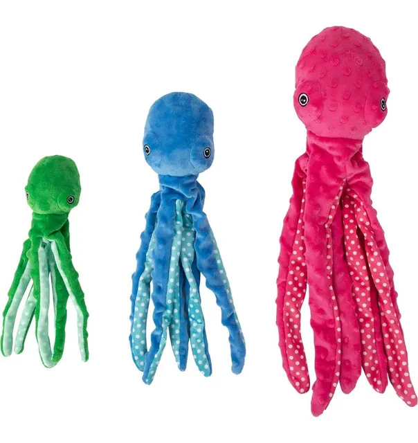 Koeramänguasi Plush Octopus, erinevad suurused ja värvused (Pawise)
