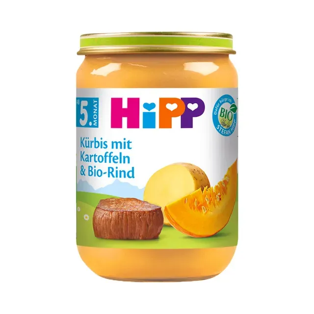 Kõrvitsapüree kartuli ja veisega, mahe, HIPP, 190 g