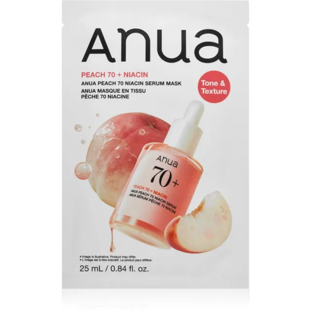 Anua Peach 70 Niacin Serum Mask Kirgastav lehtmask 25 ml