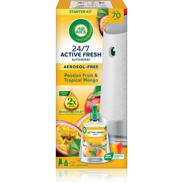 Air Wick Active Fresh Passion Fruit & Tropical Mango automaatne õhuvärskendaja koos täidisega 228 kg