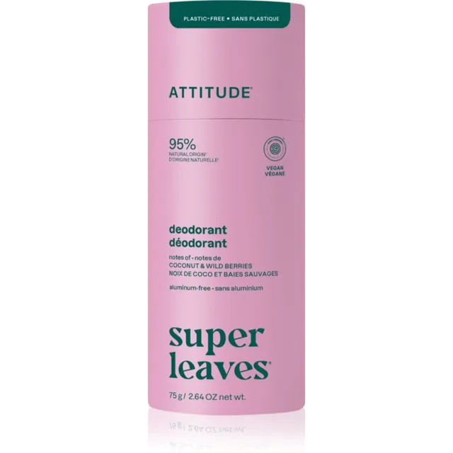 Attitude Super Leaves Natural Deodorant Pulkdeodorant ei sisalda alumiiniumi Coconut & Wild Berries 75 g