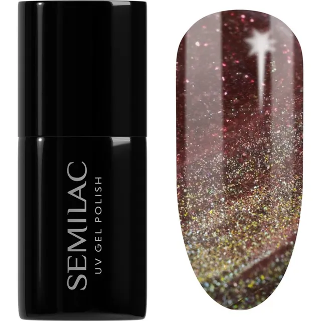 Semilac UV Hybrid Galaxy Flash Geelküünelakk UV / LED lambiga kasutamiseks varjund 824 Digital Red 7 ml