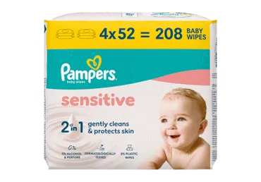 Niisk.salvrätikud PAMPERS Sens.PF 4x52tk