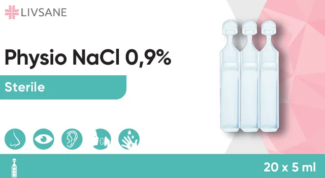LIVSANE PHYSIO NACL 0,9% LAHUS ISOTOONILINE STERIILNE 5ML N20