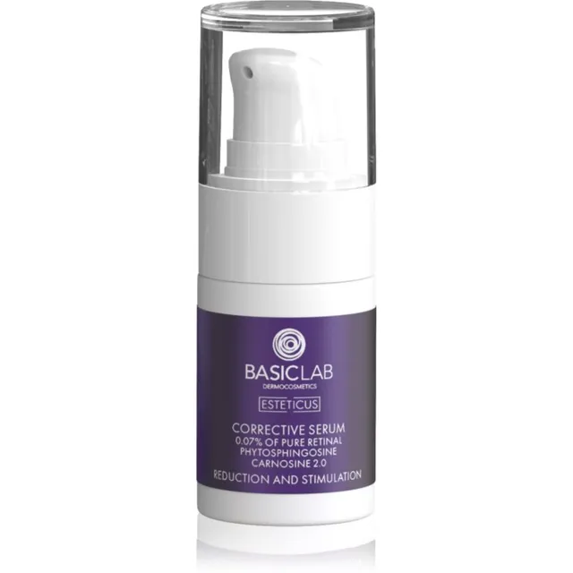 BasicLab Dermocosmetics Esteticus Silendav seerum ühtlase nahatooni jaoks 0.07% Pure Retinal 15 ml