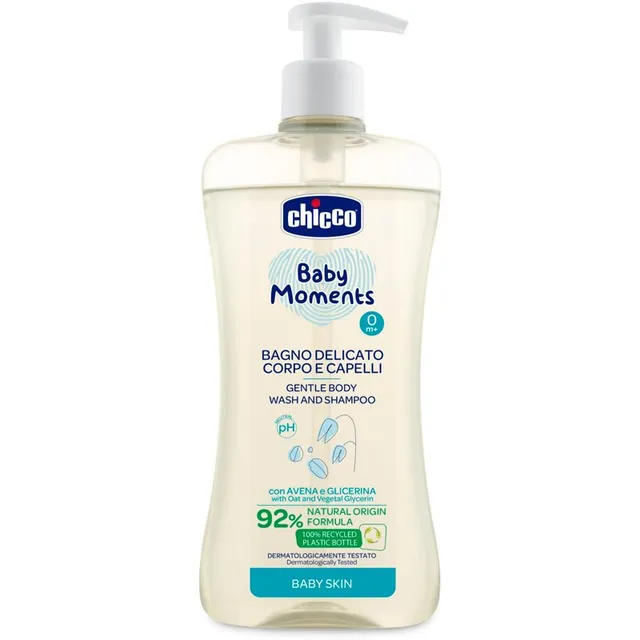 Chicco Baby Moments Õrn beebišampoon juustele ja kehale 500 ml