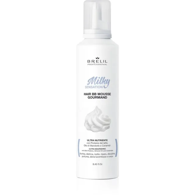 Brelil Professional Milky Sensation Hair BB Mousse Niisutav vaht ohjeldamatutele ja käharatele juustele 250 ml