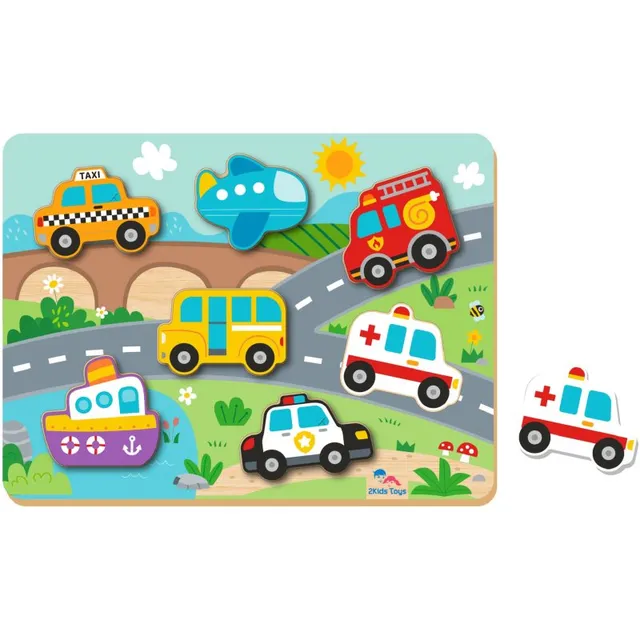 2Kids Toys Shape Puzzles aktiveeriv sorteerimismänguasi Traffic 12m+ 8 tk