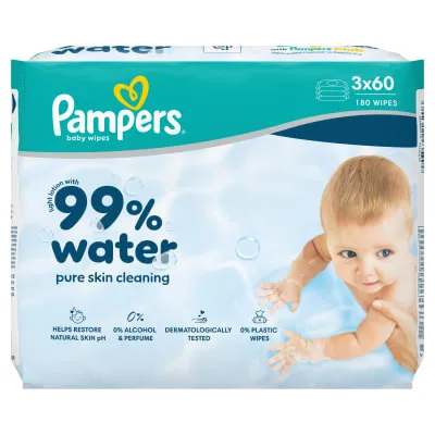 Niisked salvrätikud PAMPERS Water,3x60tk