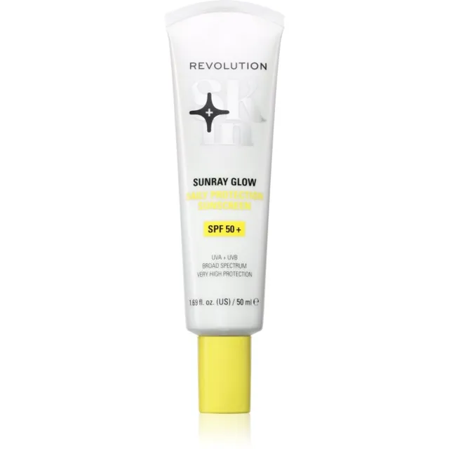 Revolution Skincare Sunray Glow Daily Protection Päevituskreem näole sära andva efektiga SPF 50+ 50 ml