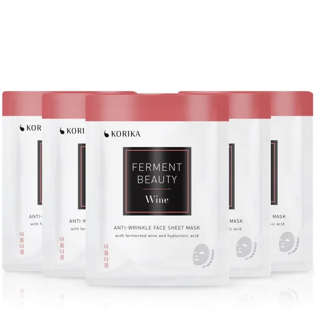 KORIKA FermentBeauty Set of 5 Anti-wrinkle Face Sheet Masks with Fermented Wine and Hyaluronic Acid näomask soodushinnaga