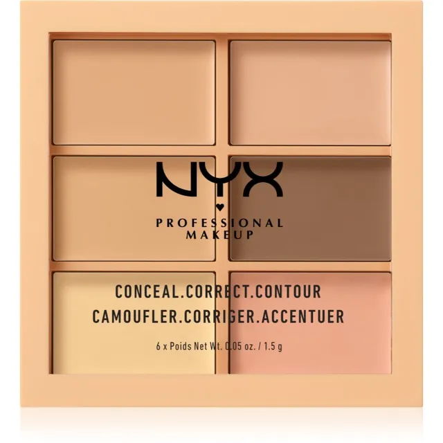 NYX Professional Makeup Conceal. Correct. Contour Peite- ja kontuurimiskreemide palett varjund 01 Light 6 x 1.5 g
