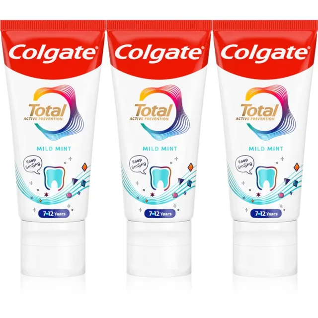 Colgate Total Junior Active Prevention Mild Mint Hambapasta hammaste ja suu põhjalikuks puhastamiseks lastele 3x50 ml
