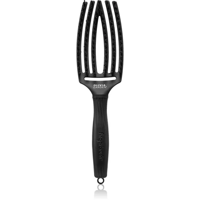 Olivia Garden Fingerbrush Boar & Nylon Juuksehari nailoni ja metssea harjastega Full Black M 1 tk