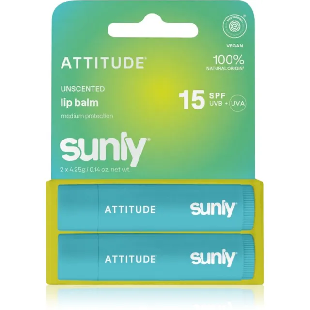 Attitude Sunly Lip Balm Huulepalsam lõhnatu 2x4.25 g