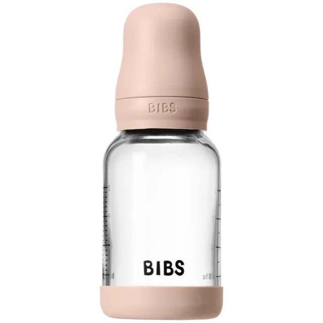 BIBS Baby Glass Bottle Round Latex koolikuid ennetav pudel Blush 1 tk