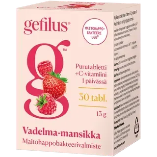 Gefilus C-vitamiini vaarika-maasikamaitselised närimistabletid piimhappebakteritega 30 tk 13 g