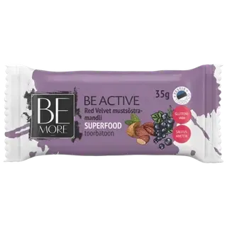 Be More Be Active Red Velvet mustsõstra-mandli toorbatoon 35g