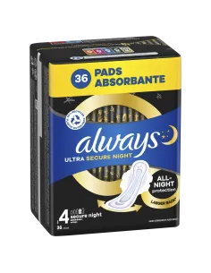 Always Ultra Secure Night hügieenisidemed tiibadega suurus 4 (36 tk)